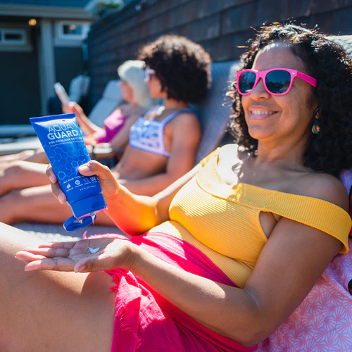 Aqua Guard sunscreen at the pool